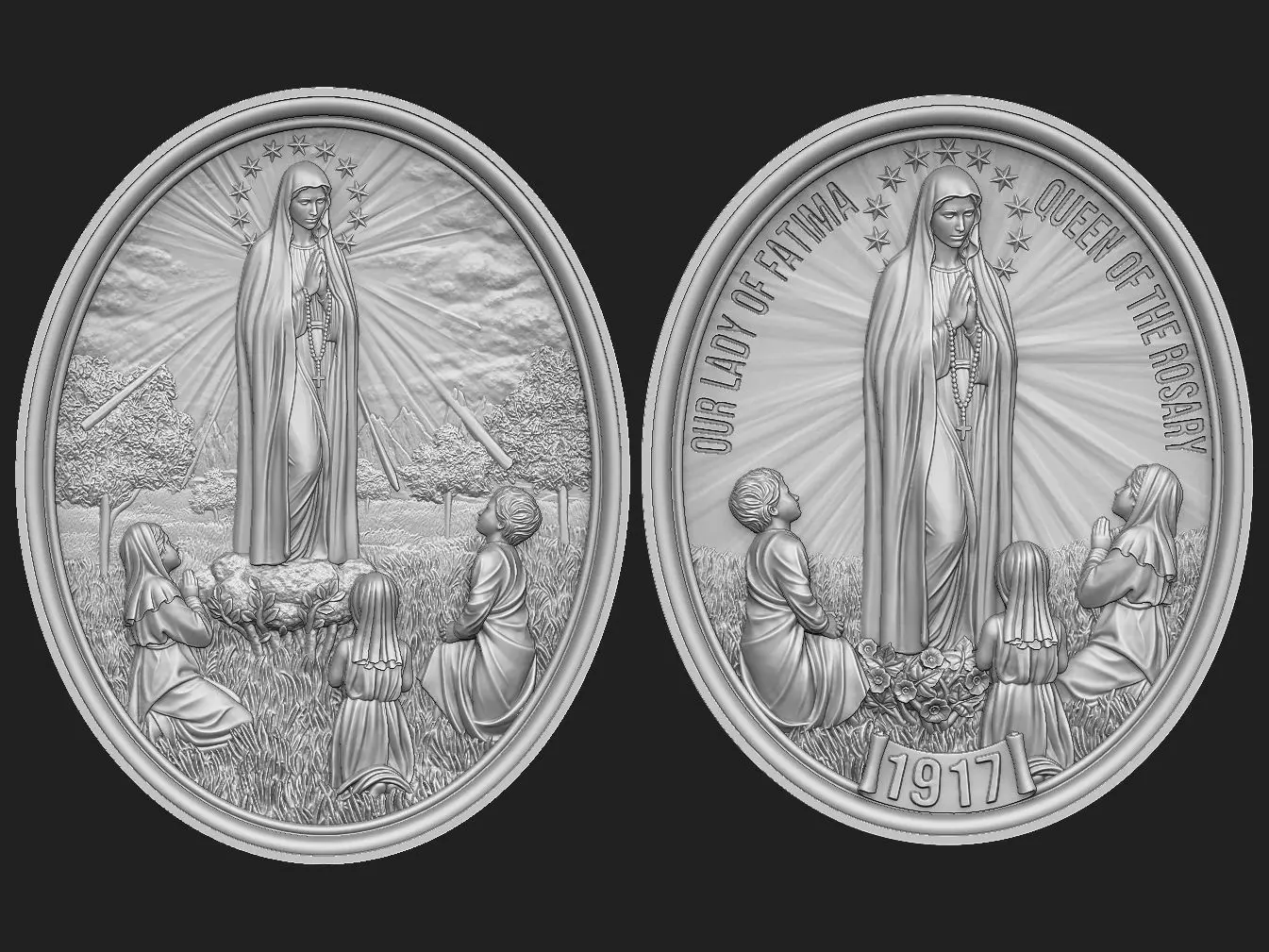 Our Lady of Fatima Medallions 3D Model Collection_0