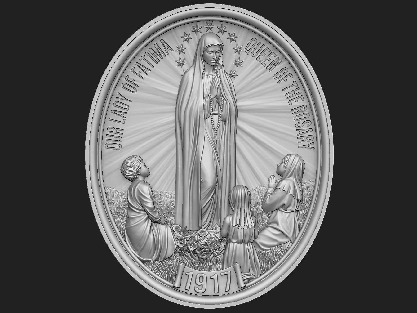 Our Lady of Fatima Medallions 3D Model Collection_2