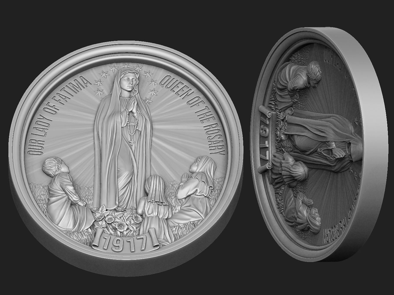 Our Lady of Fatima Medallions 3D Model Collection_4