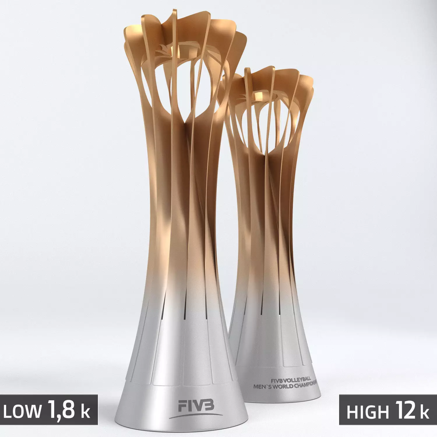 Volleyball World Championship Cup Trophy low poly Low-poly 3D model_0