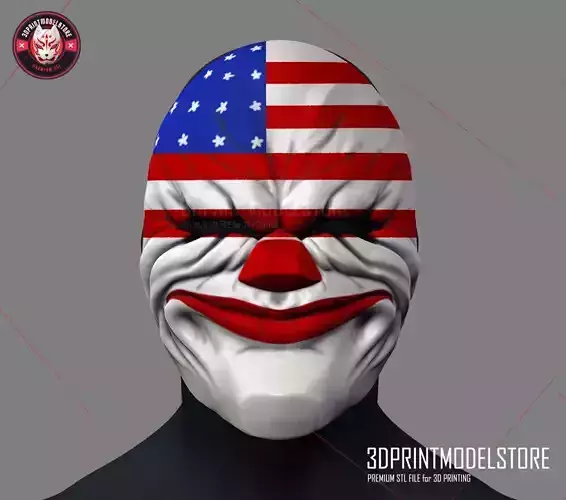 Payday 2 Dallas Hoxton Mask Halloween Cosplay Helmet STL File 3D print model