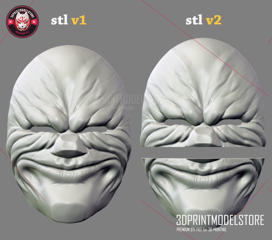 Payday 2 Dallas Hoxton Mask Halloween Cosplay Helmet STL File 3D print model_5