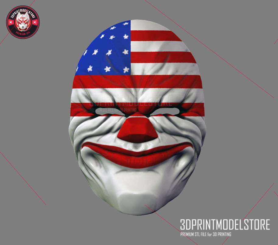 Payday 2 Dallas Hoxton Mask Halloween Cosplay Helmet STL File 3D print model_1