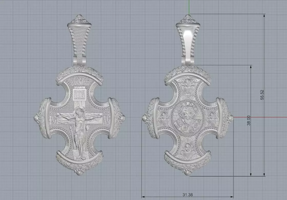 cross two gold pendants 3D print model_0