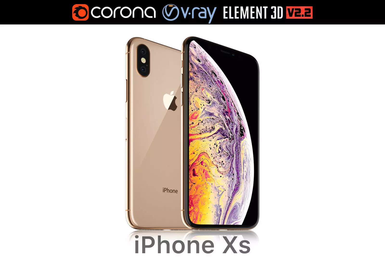 Apple iPhone XS Gold 3D model_0