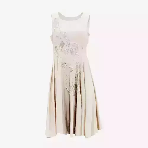 Pearl Decorated Beige Dress