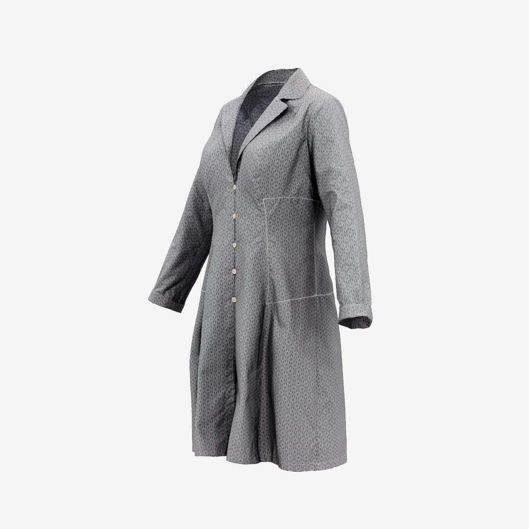 Grey Pattern Dress Buttoned Low-poly 3D model_18