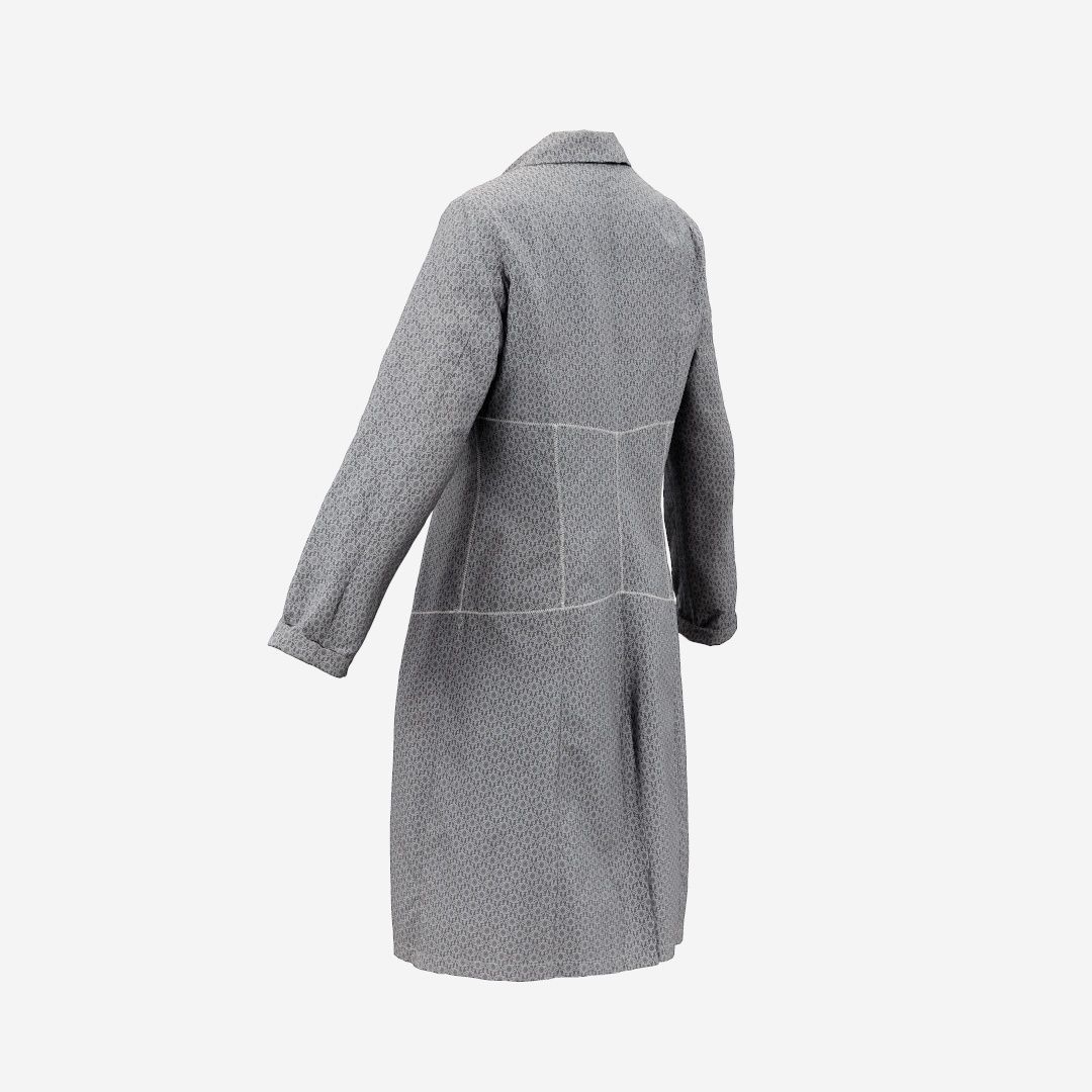 Grey Pattern Dress Buttoned Low-poly 3D model_15