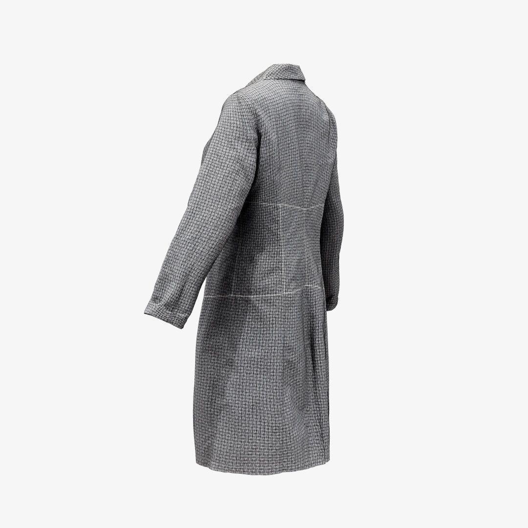 Grey Pattern Dress Buttoned Low-poly 3D model_10