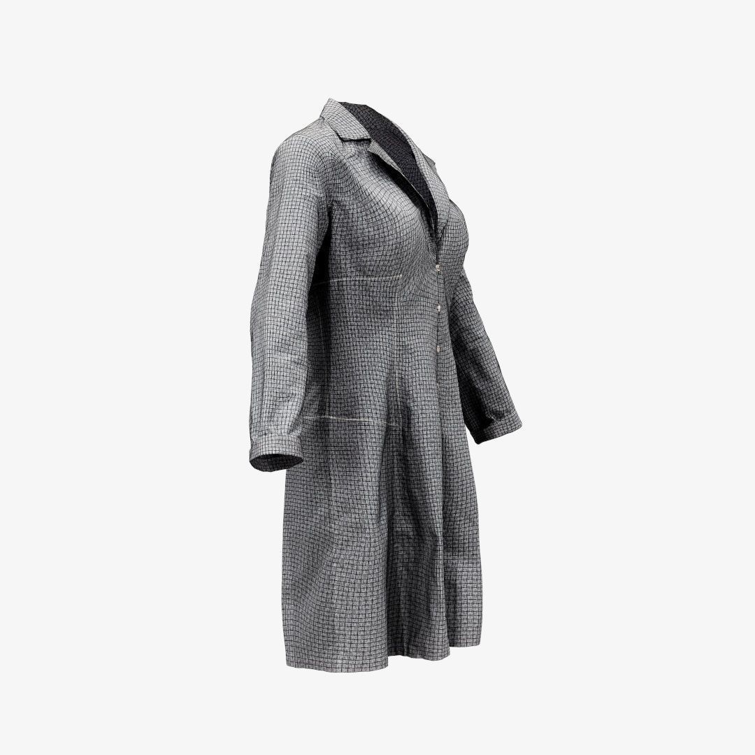 Grey Pattern Dress Buttoned Low-poly 3D model_7