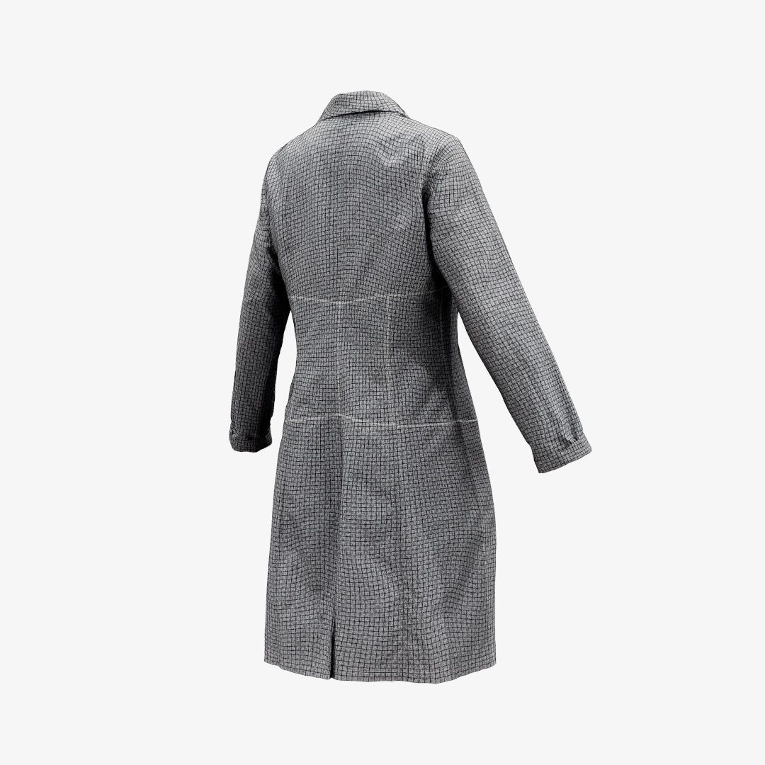 Grey Pattern Dress Buttoned Low-poly 3D model_8