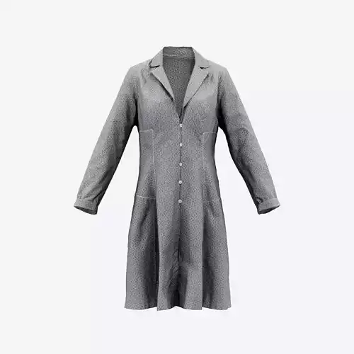 Grey Pattern Dress Buttoned