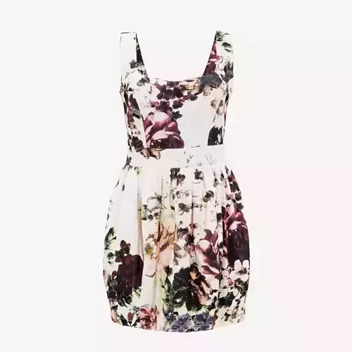 Flower Pattern Mini Dress