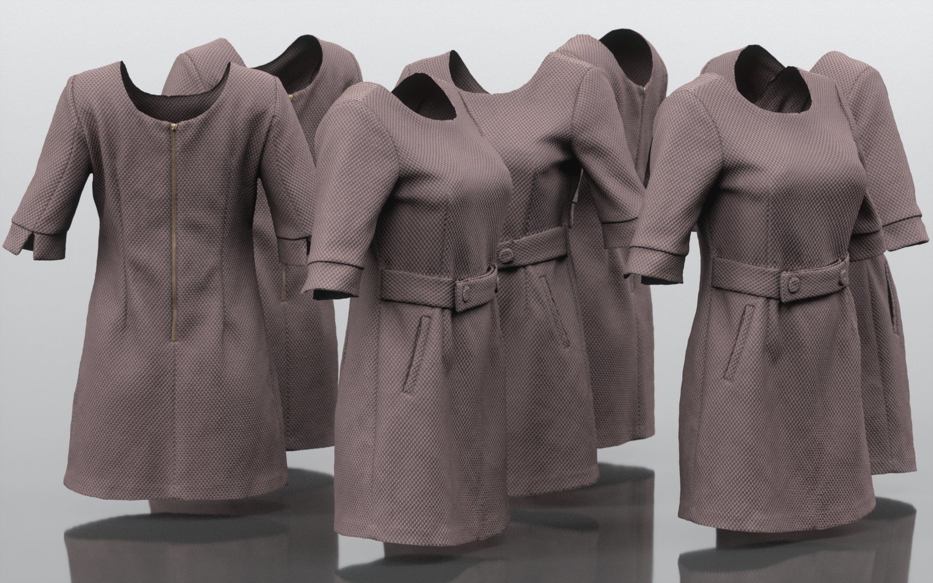 3D model Brown Belt Dress VR / AR / lowpoly CGTrader