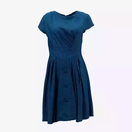 Blue Speckled Button Dress