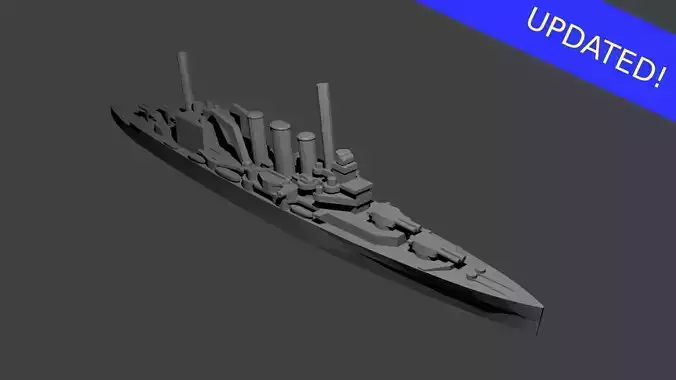 British County Kent Class Cruiser Warship 3D print model