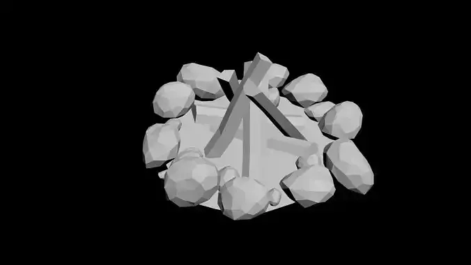 Campfire group of rocks Free 3D model