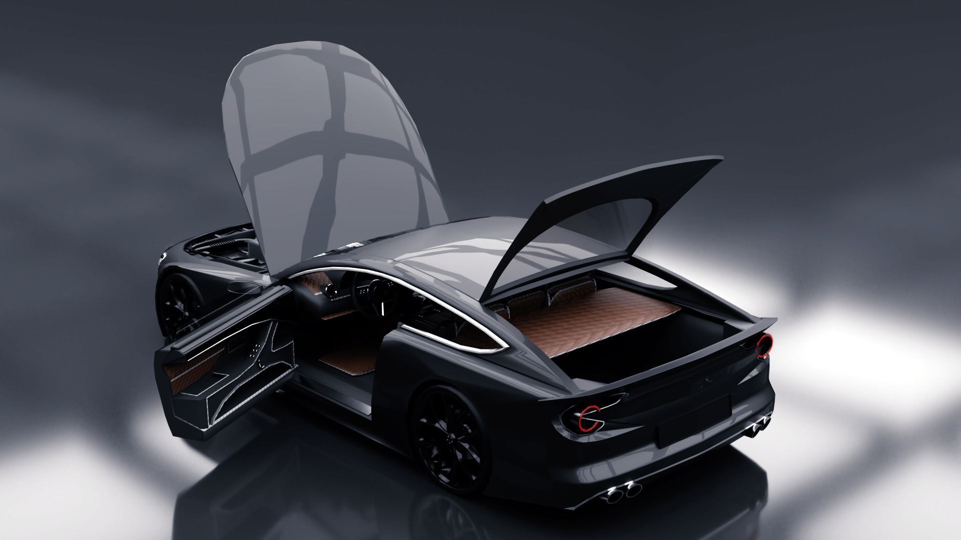 Generic Sports GT 2 Door Coupe Low-poly 3D model_8