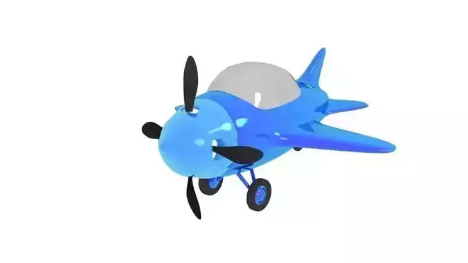 Small blue airplane 3D model