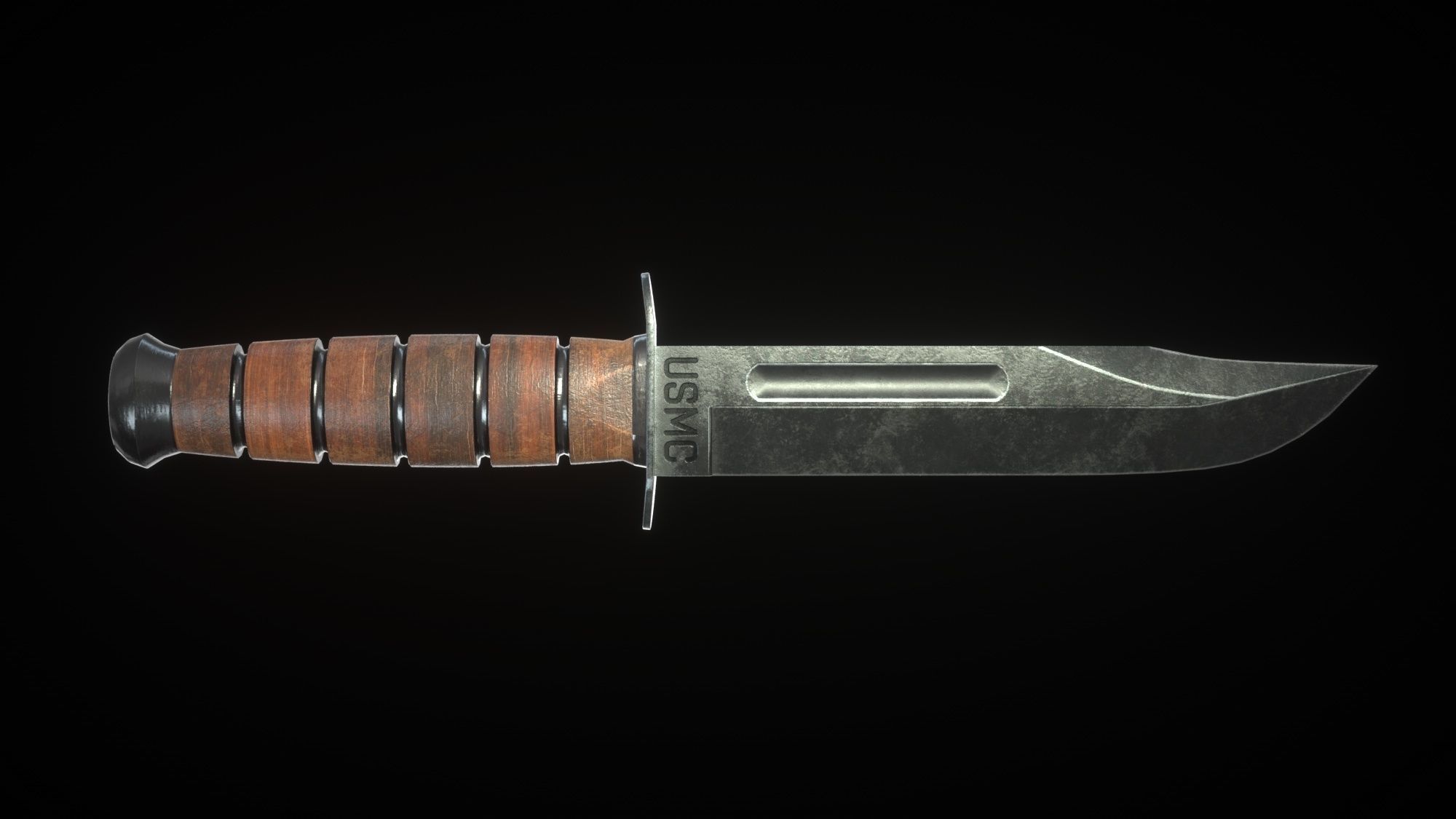 USMC Ka-Bar Knife Low-poly 3D model_1