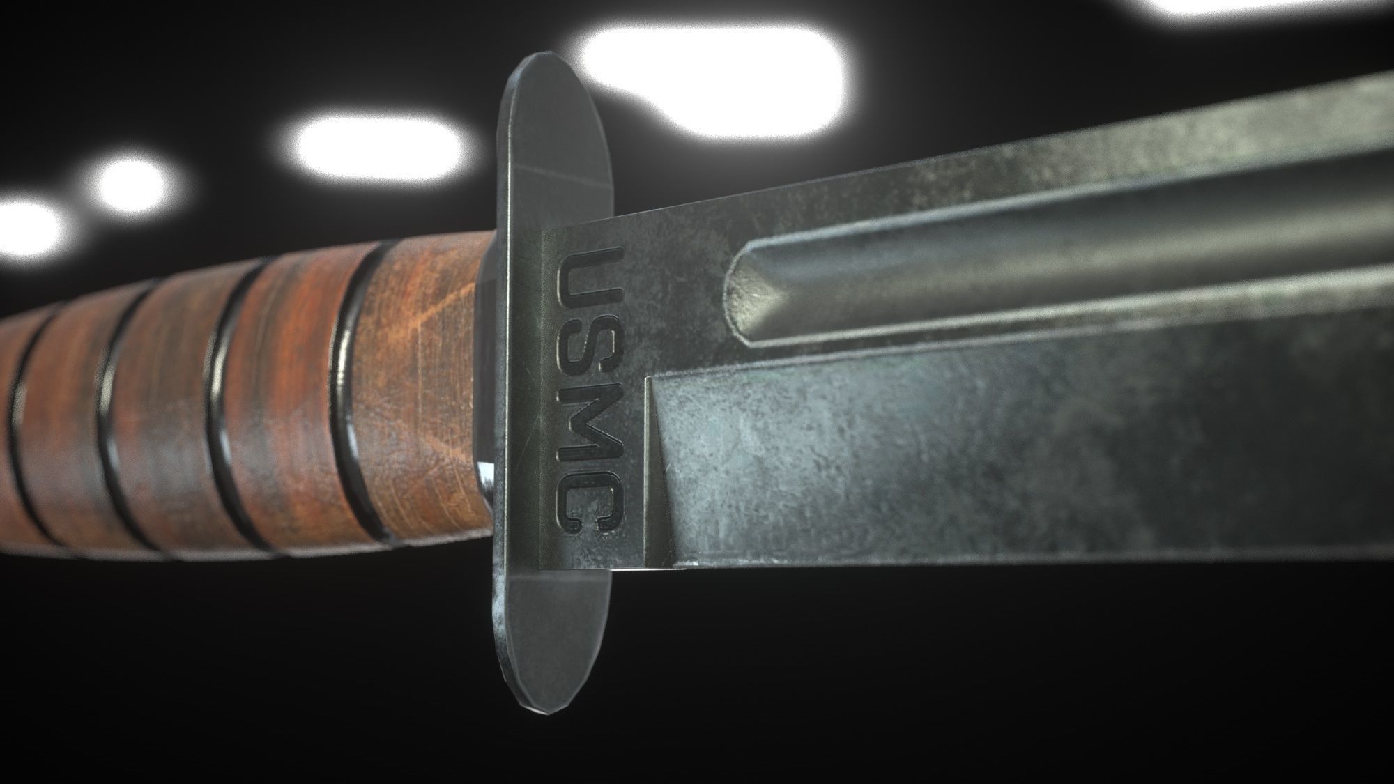 USMC Ka-Bar Knife Low-poly 3D model_3
