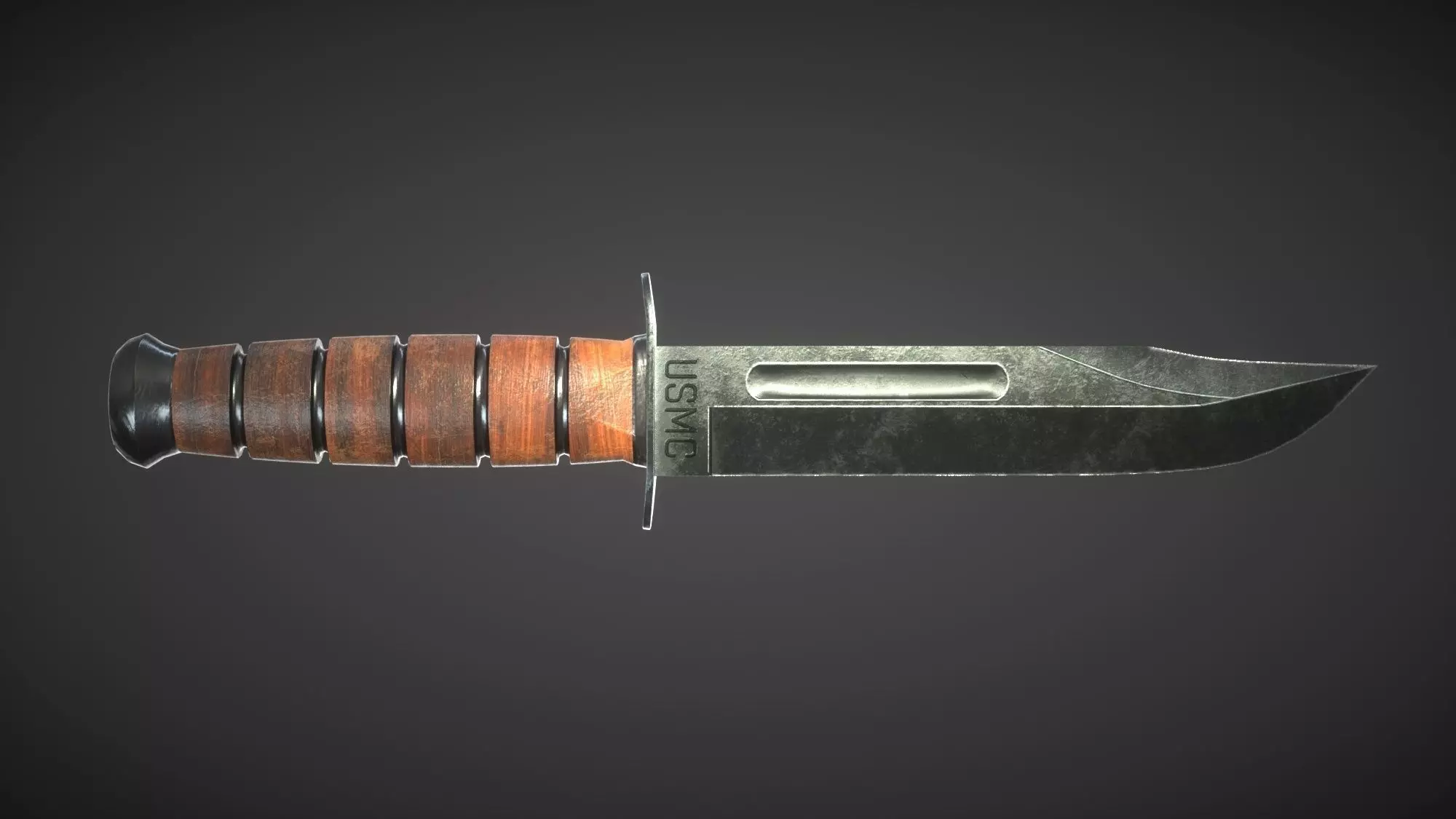 USMC Ka-Bar Knife Low-poly 3D model_0