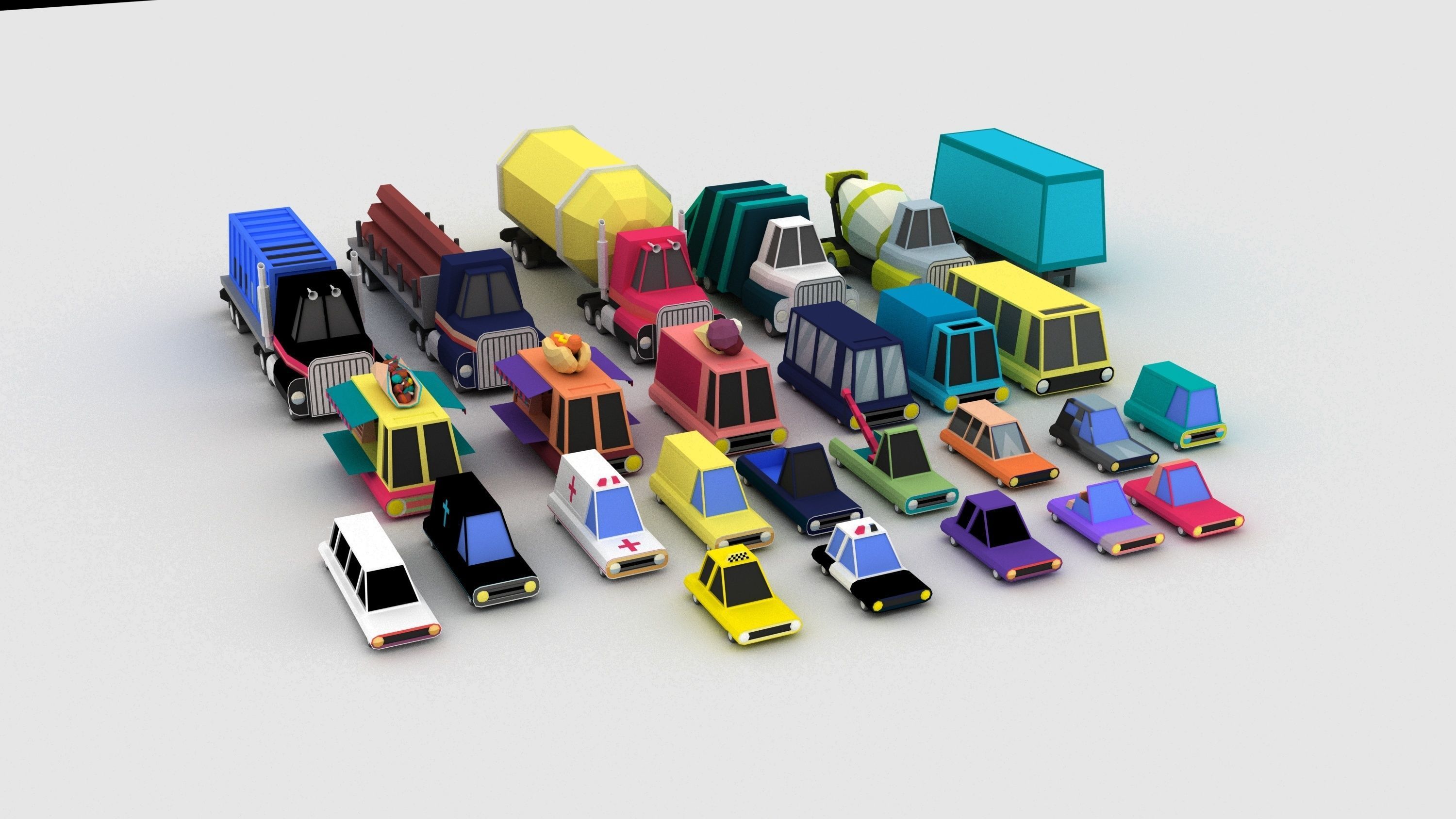 Vehicles Low Poly Pack Low-poly 3D model_1