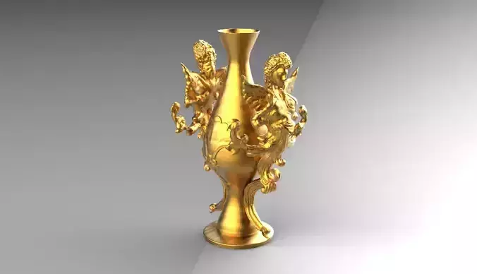 Figurine gold vase with two dragons 3D print model