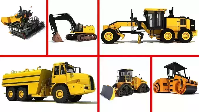 Public Works Vehicles and Machines 3D Model Collection