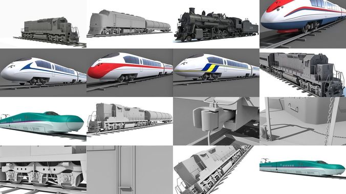 10 Train Collection 3D Models 