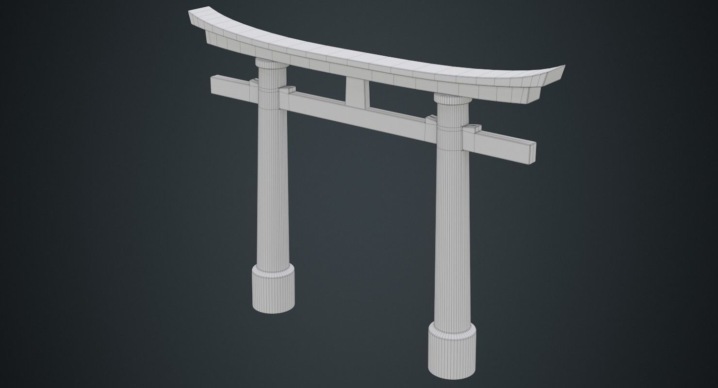 Torii Gate 1B Low-poly 3D model_5