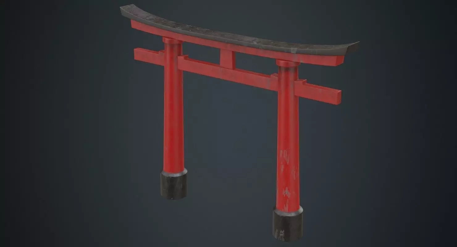 Torii Gate 1B Low-poly 3D model_0