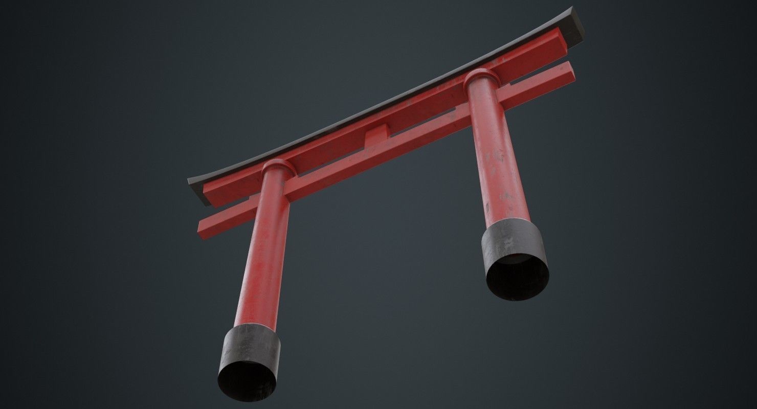 Torii Gate 1B Low-poly 3D model_4