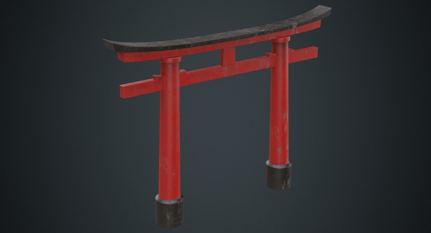 Torii Gate 1B Low-poly 3D model_1