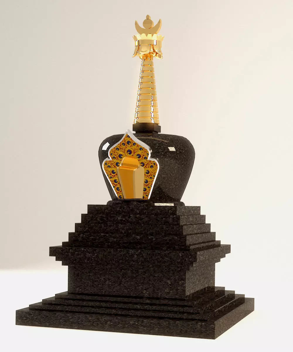 Tibetan Buddhist Stupa Low-poly 3D model_0