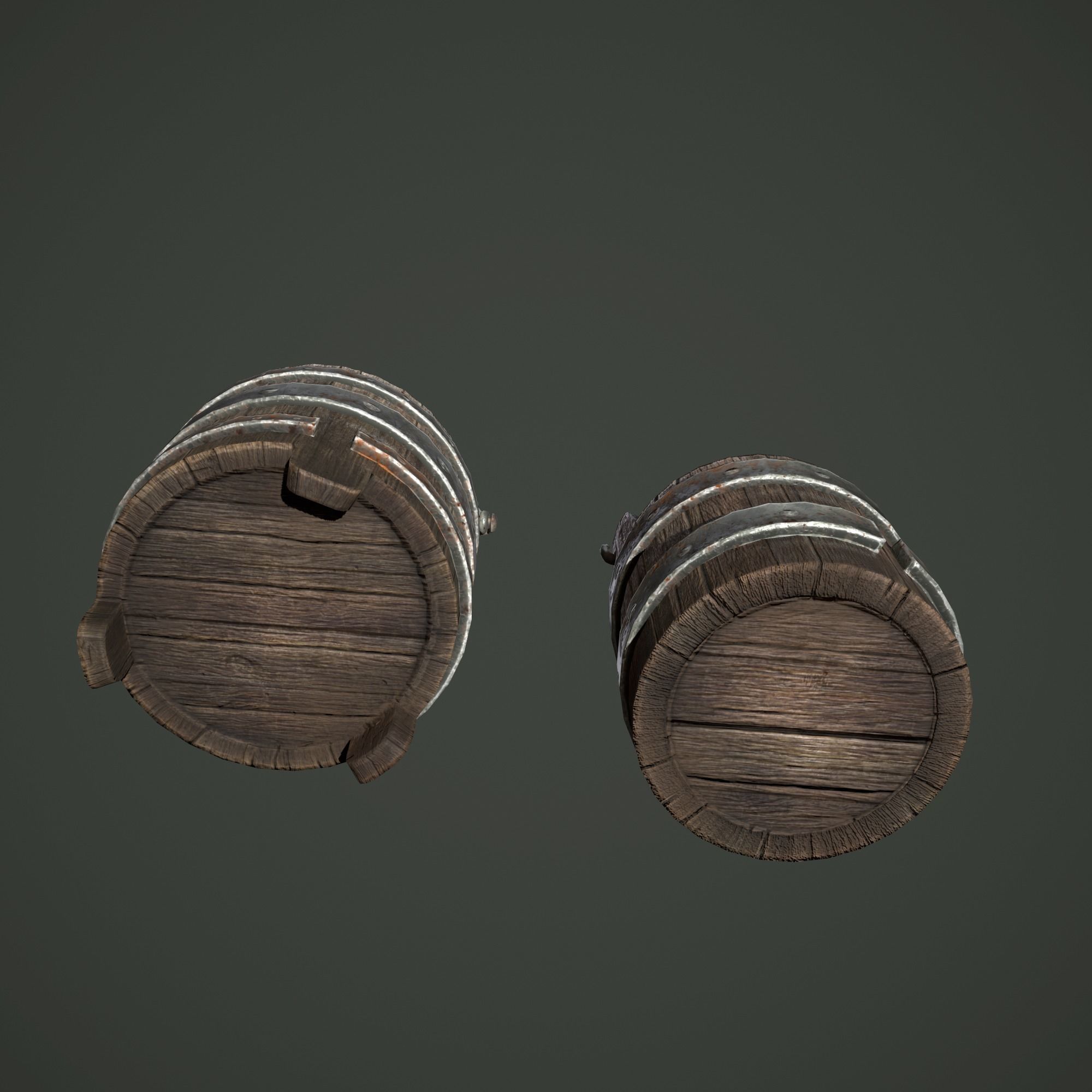 wood bucket Low-poly 3D model_7