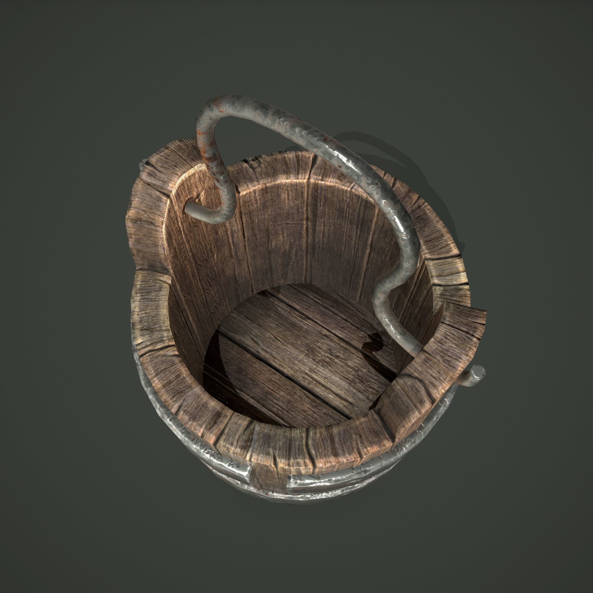 wood bucket Low-poly 3D model_11