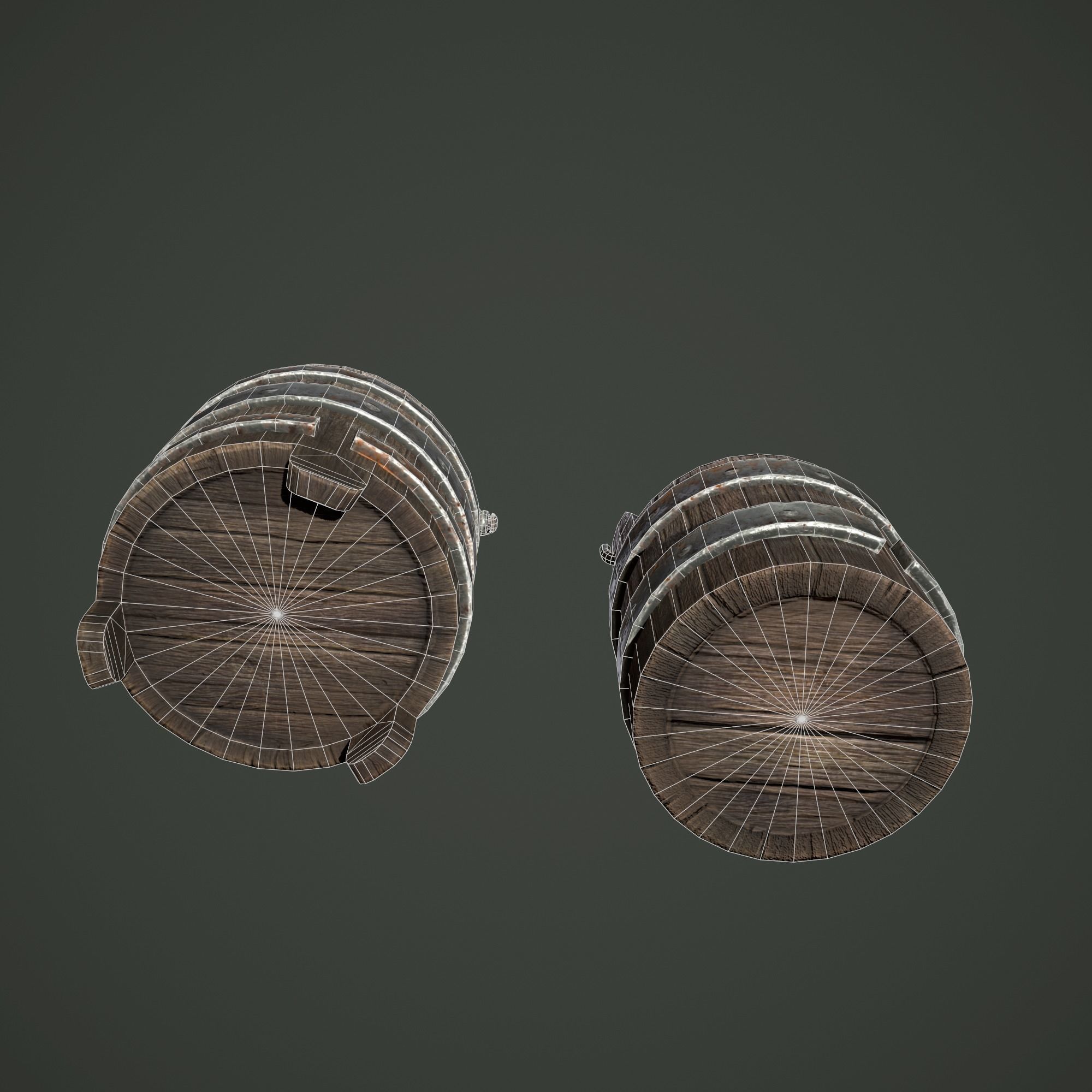 wood bucket Low-poly 3D model_8