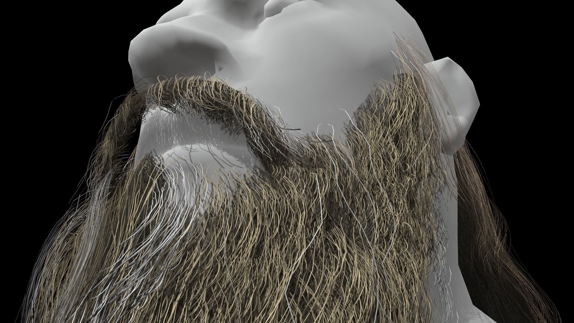 Beard low poly man with long Low-poly 3D model_5