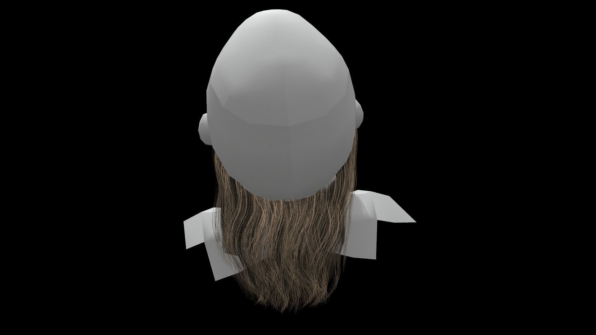 Beard low poly man with long Low-poly 3D model_14