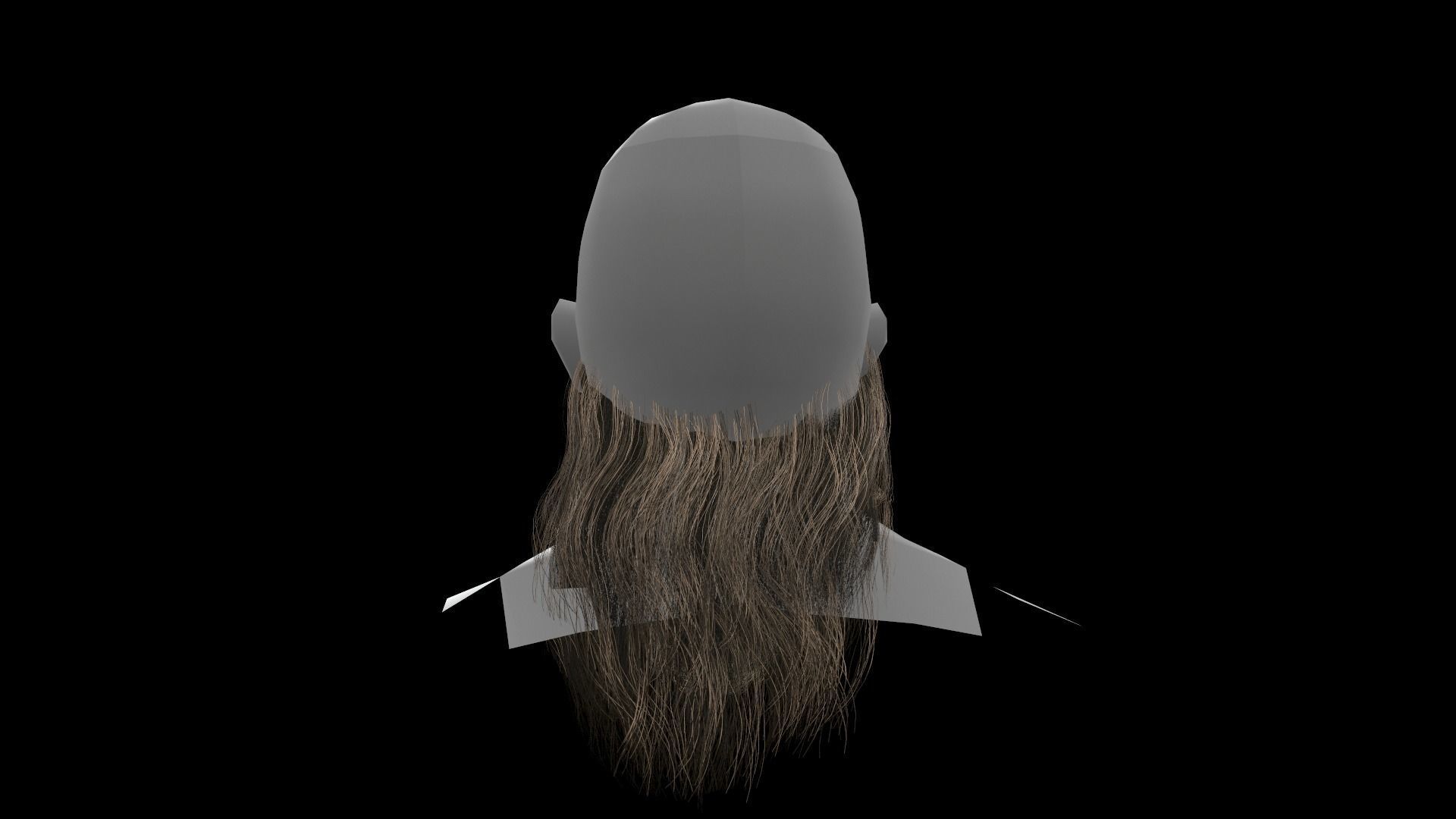 Beard low poly man with long Low-poly 3D model_8