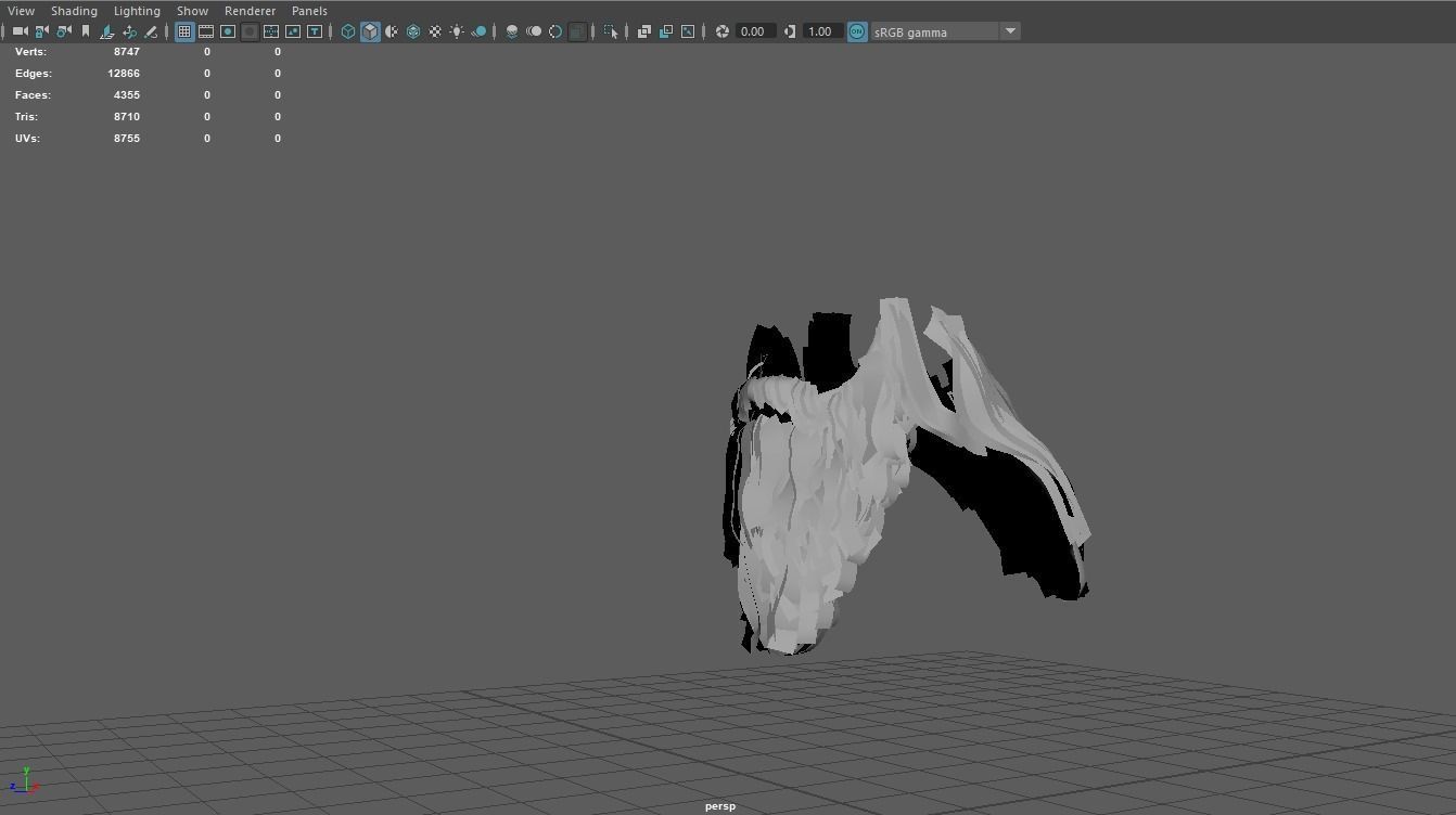 Beard low poly man with long Low-poly 3D model_6