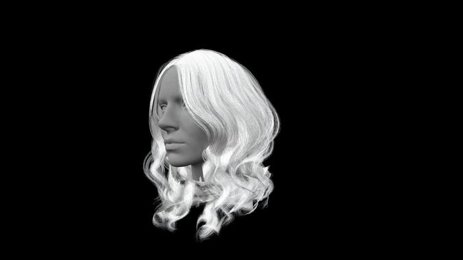 Long white hair Low-poly 3D model