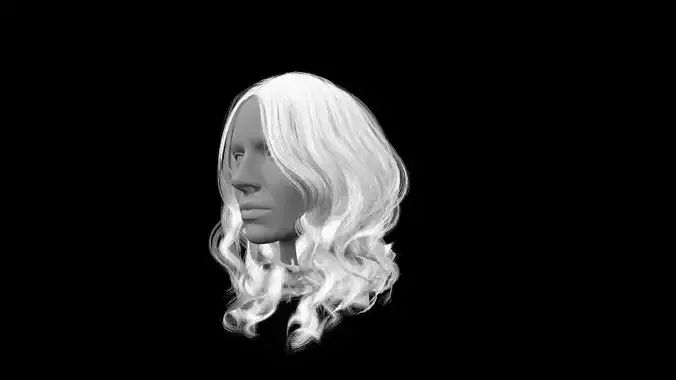 Long white hair Low-poly 3D model