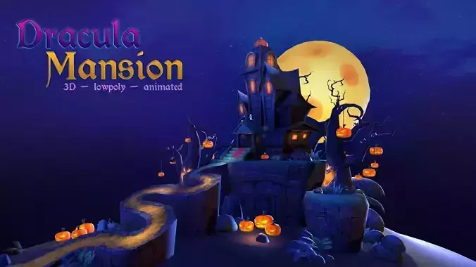 Dracula Mansion Low-poly 3D model