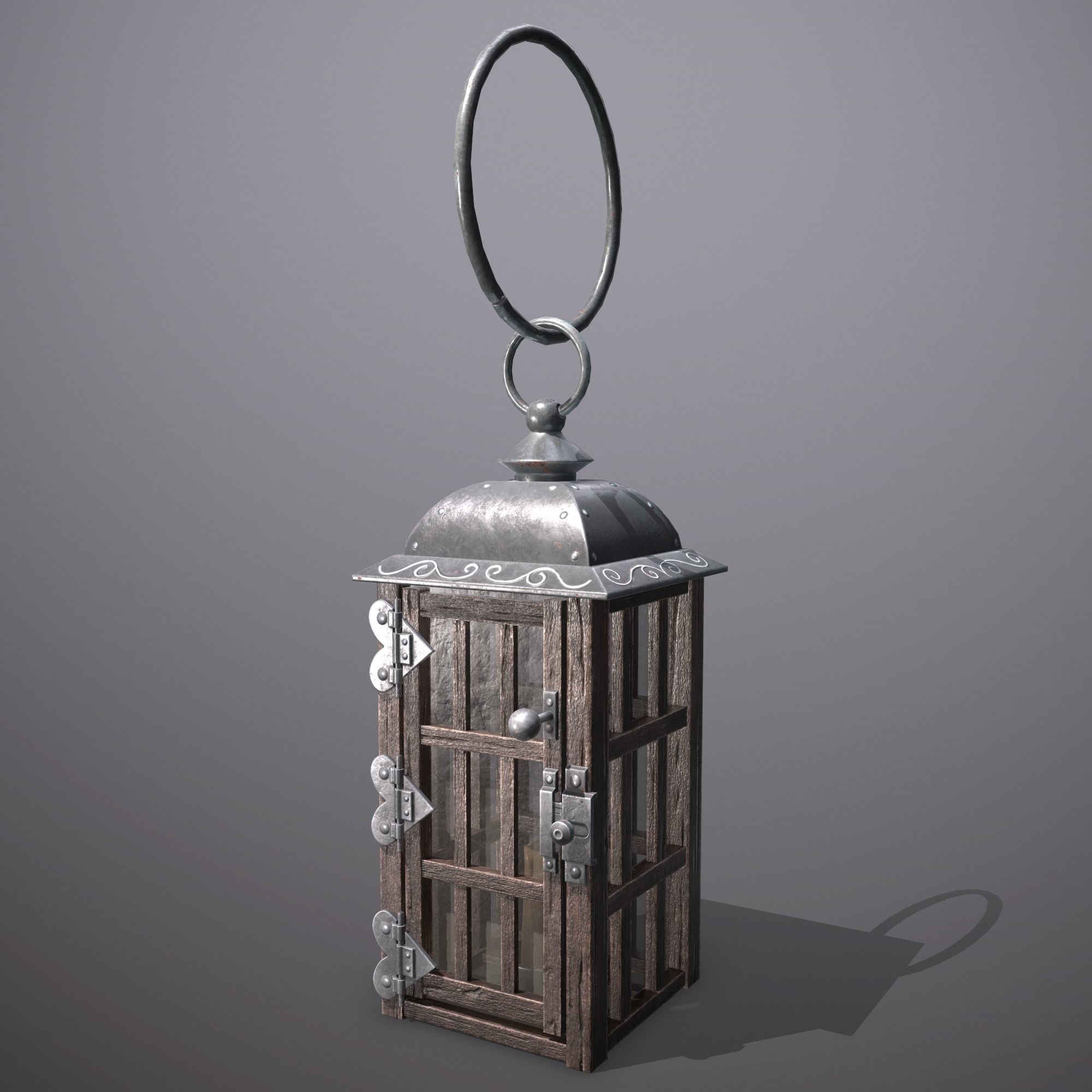 wooden lamp Low-poly 3D model_2