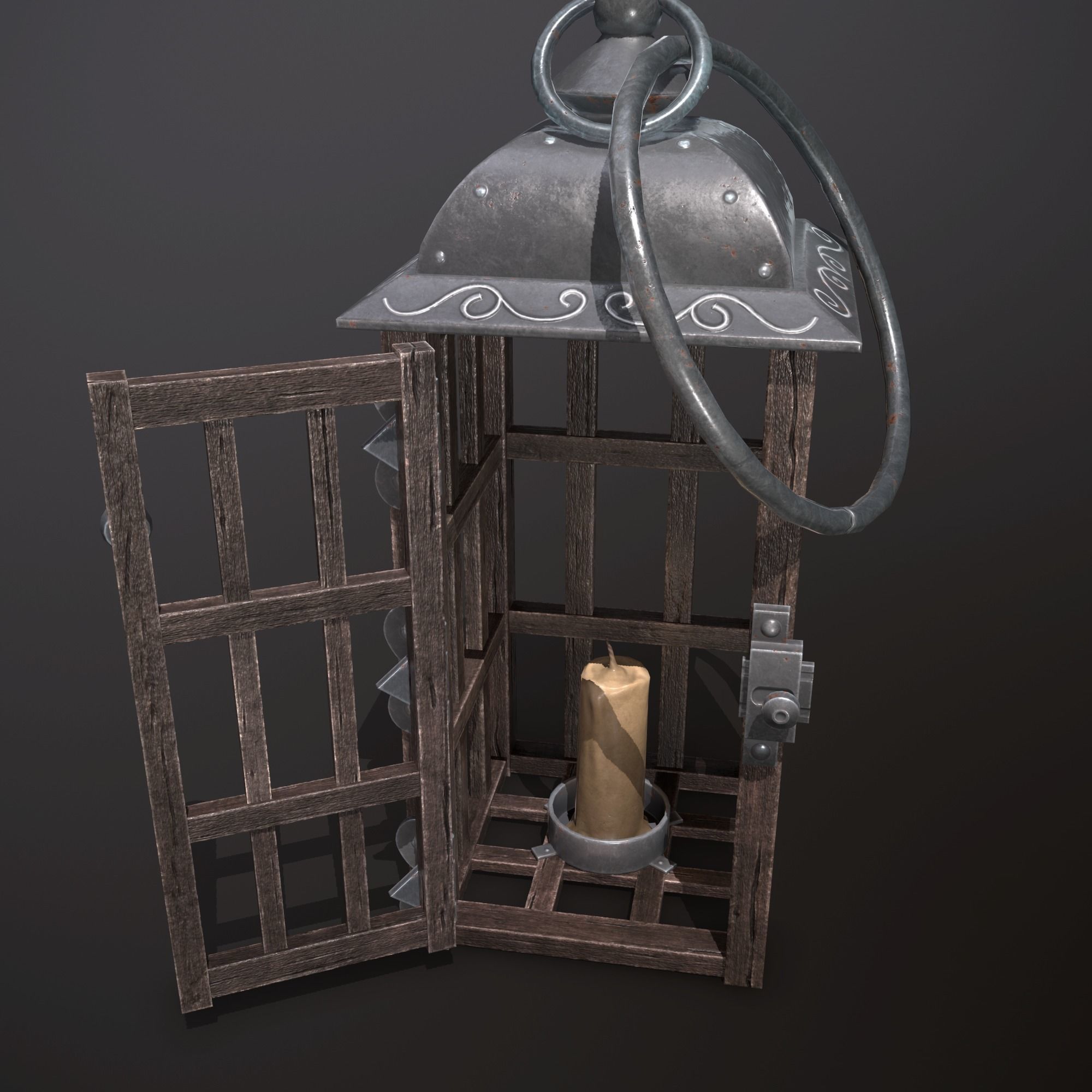 wooden lamp Low-poly 3D model_8