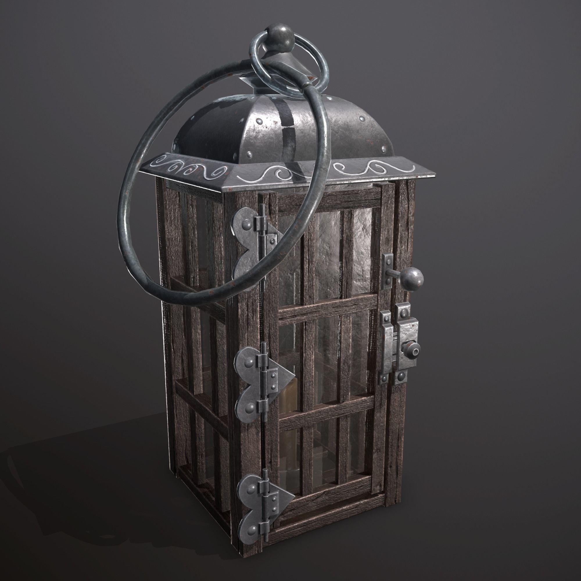 wooden lamp Low-poly 3D model_1