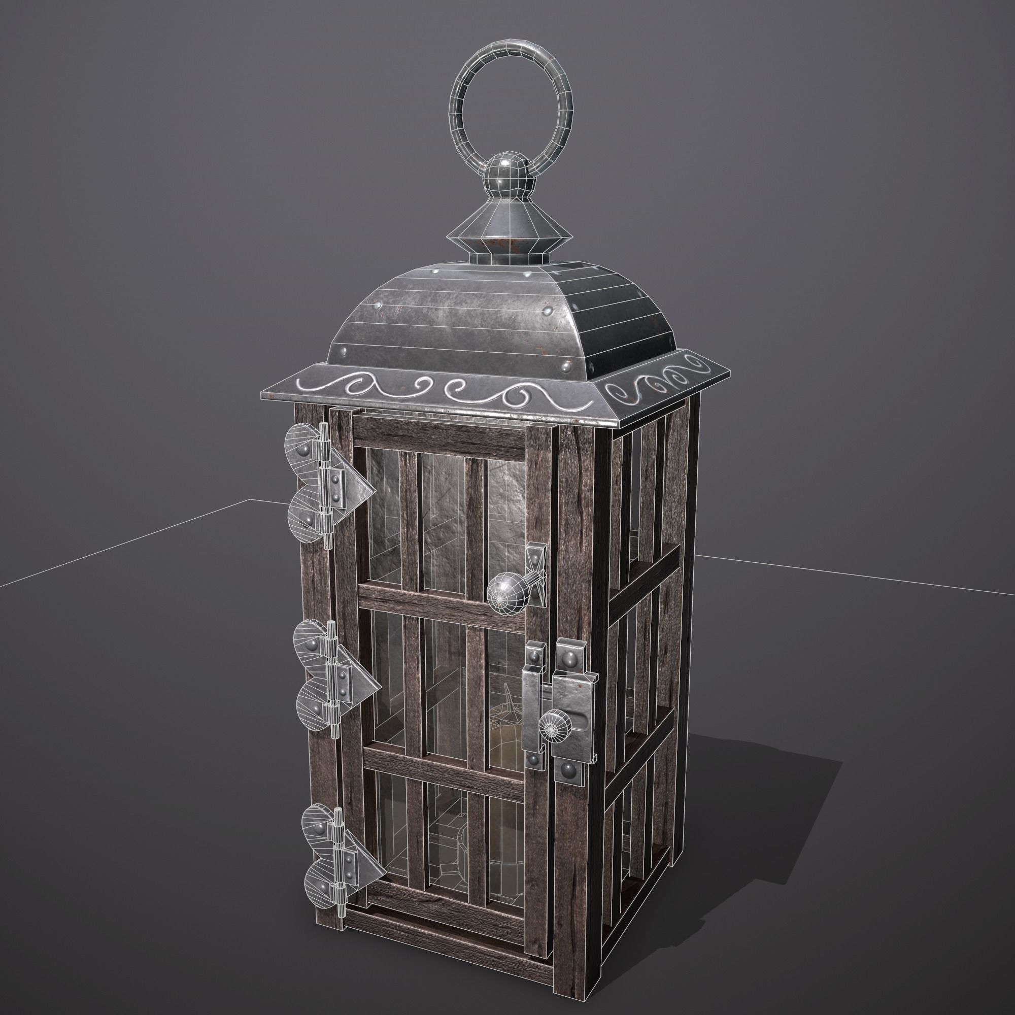 wooden lamp Low-poly 3D model_4