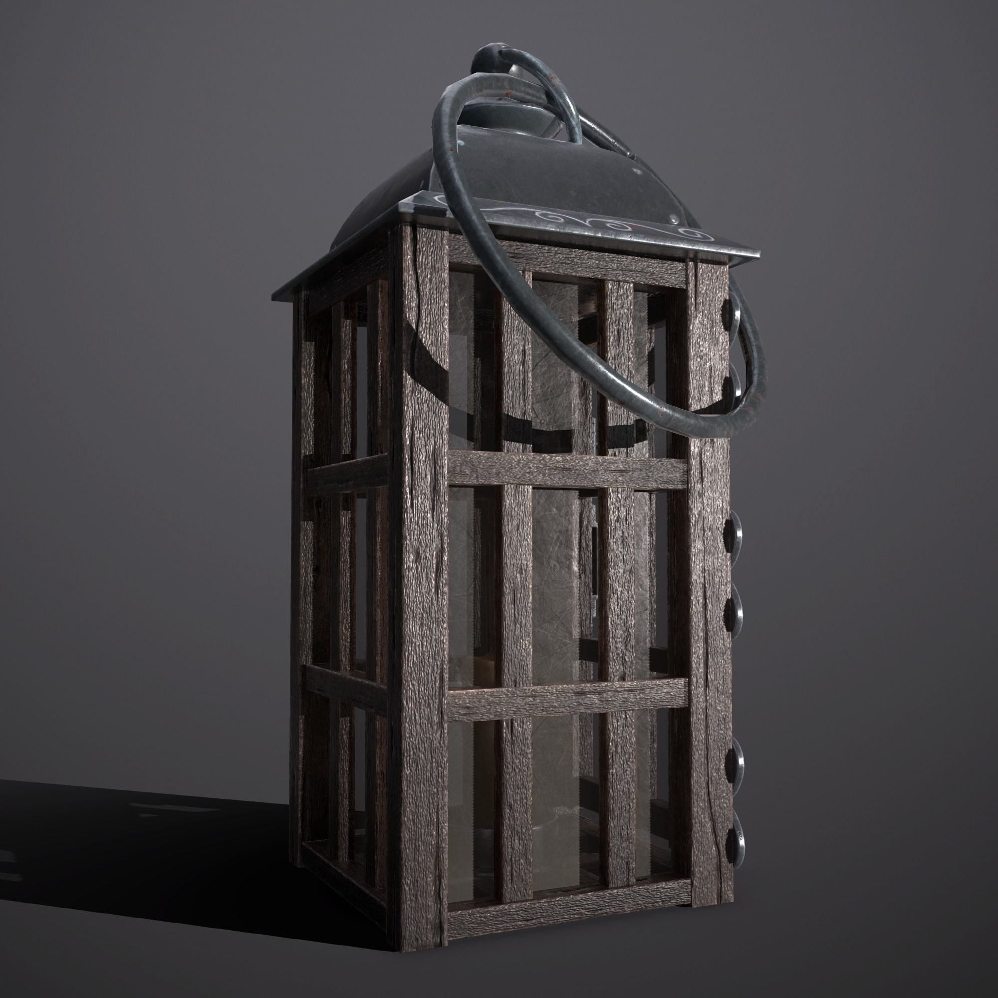 wooden lamp Low-poly 3D model_17